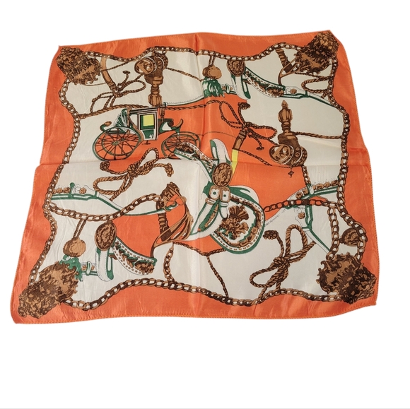 NWOT Scarf Orange Cream Brown Carriage - Picture 2 of 4